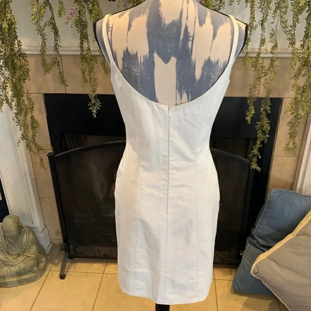 Dangerous Threads Women's 8 white leather with gold bead neck thin strap dress - Picture 5 of 16